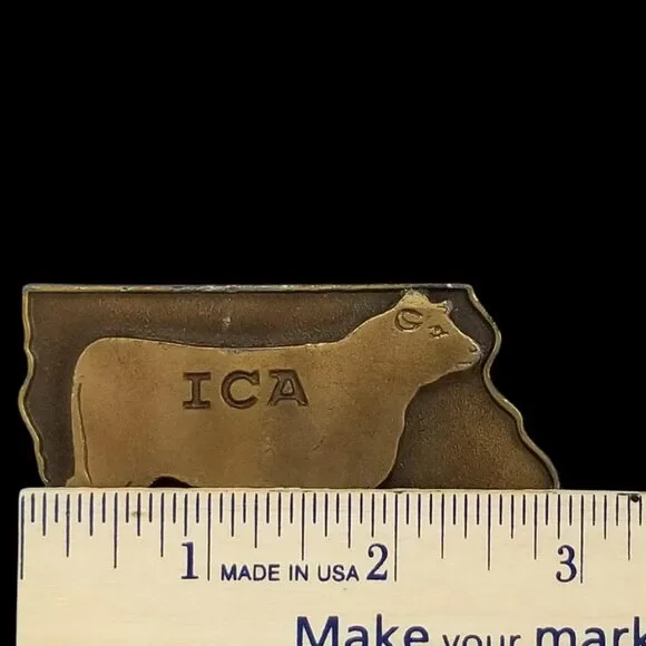 Vintage‎ Iowa Cattlemen's Association Belt Buckle Unique ICA Farm Collectible
